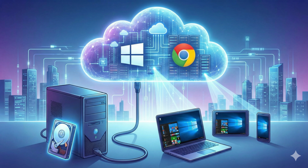 Windows 365 ve ChromeOS ile işletim sistemleri buluta taşınıyor. Kurumsal dünyada yerel depolamanın sonu mu geliyor? Bulut tabanlı PC devrimini ve avantajlarını inceledik.